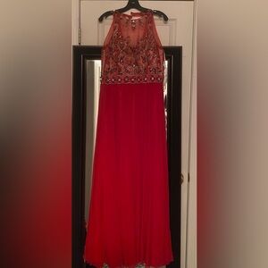 Elegant Red Beaded Gown